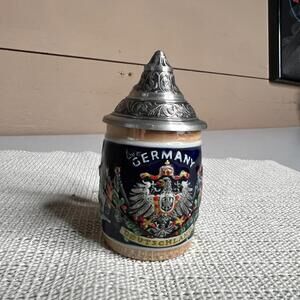 Vintage GERZ Germany‎ Mini Beer Stein 4” Pewter Lid Zinn Souvenir Mug